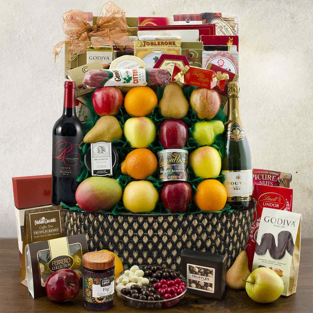 Kings Ransom Red Wine, Fruit and Gourmet Gift Basket